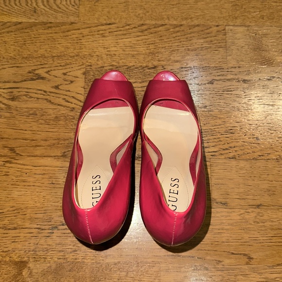 Gently used pink peep toe heels- Guess - Picture 8 of 8
